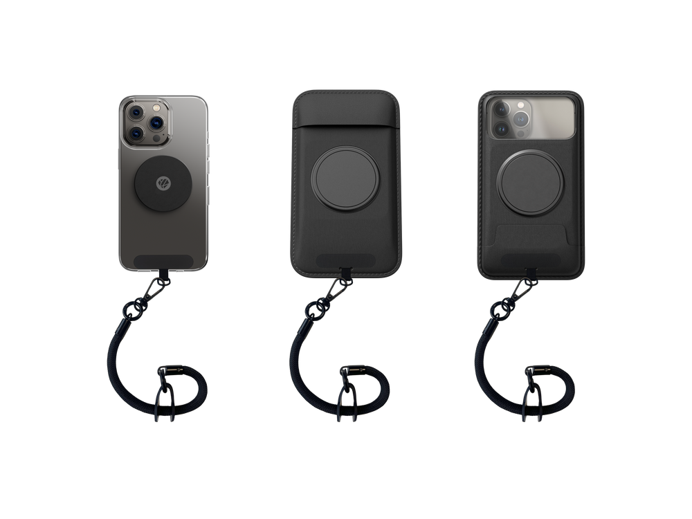 Compatibilité cordon de sécurité Shapeheart avec plaque métal, pochette et pochette caméra.