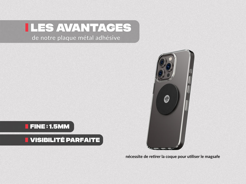 Supporto telefono moto con piastra metallica