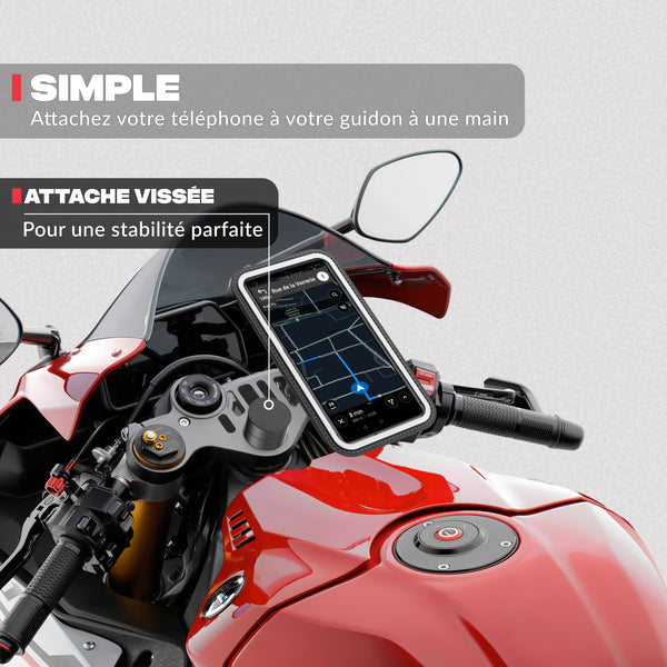 Supporto telefono per mezzo manubrio di moto